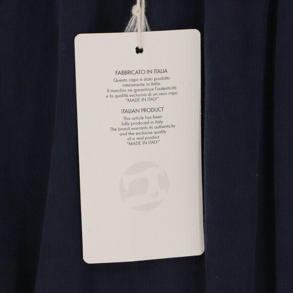 NWT MADE IN ITALY Corduroy Wide Leg Palazzo Pant Navy Elastic Waist OS - Picture 8 of 9